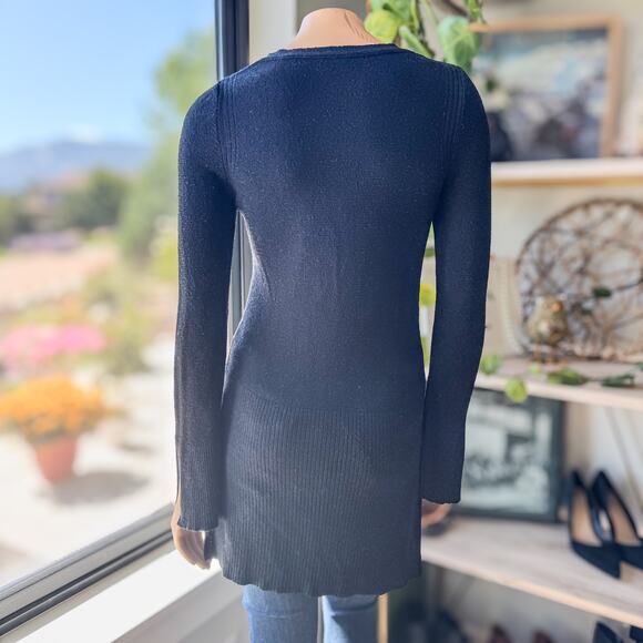 Free People Black Criss Cross Lightweight Tunic Sweater, Women's Size X-Small - Picture 5 of 10